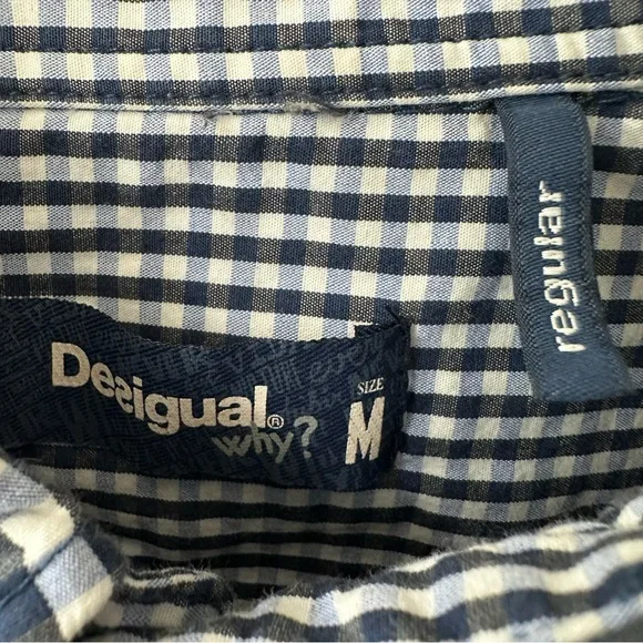 Desigual Men's Multicolor Patchwork Striped Gingham Button Down Shirt, Size M - Picture 4 of 10